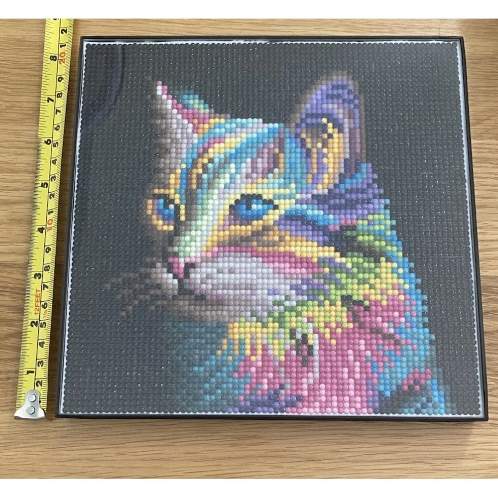 Colorful Cat Diamond Art Painting Framed Mosaic Wall Decor 8x8 - Picture 3 of 3